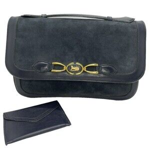 CELINE  Navy Blue Suede Leather Hand Bag – Made in Italy/45